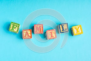 â€œFAMILYâ€Â wordings on wooden blocks